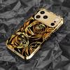 Роскошный черный и золотой чехол для телефона с изображением розы для iPhone 17 Pro Max, чехол для iPhone 17 16 15 14 13 12 11 Pro Plus