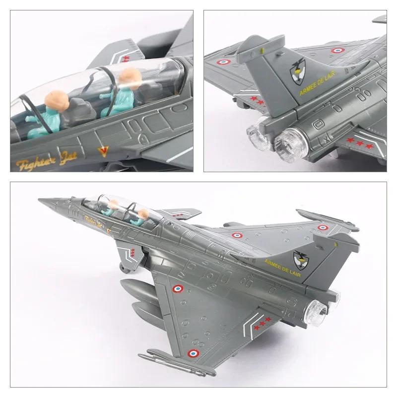 Сплавная модель истребителя Rafale с акустооптическим возвратом, авиационная военная модель самолета, игрушка, украшение, подарок
