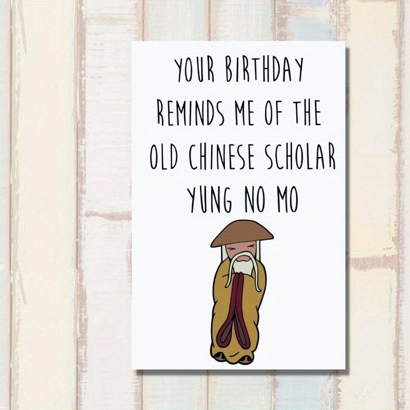Стареющая карта Смешная поздравительная открытка с конвертом Китайский мультфильм Уникальные открытки С днем рождения Юнг Но Мо Черный юмор Оскорбительный