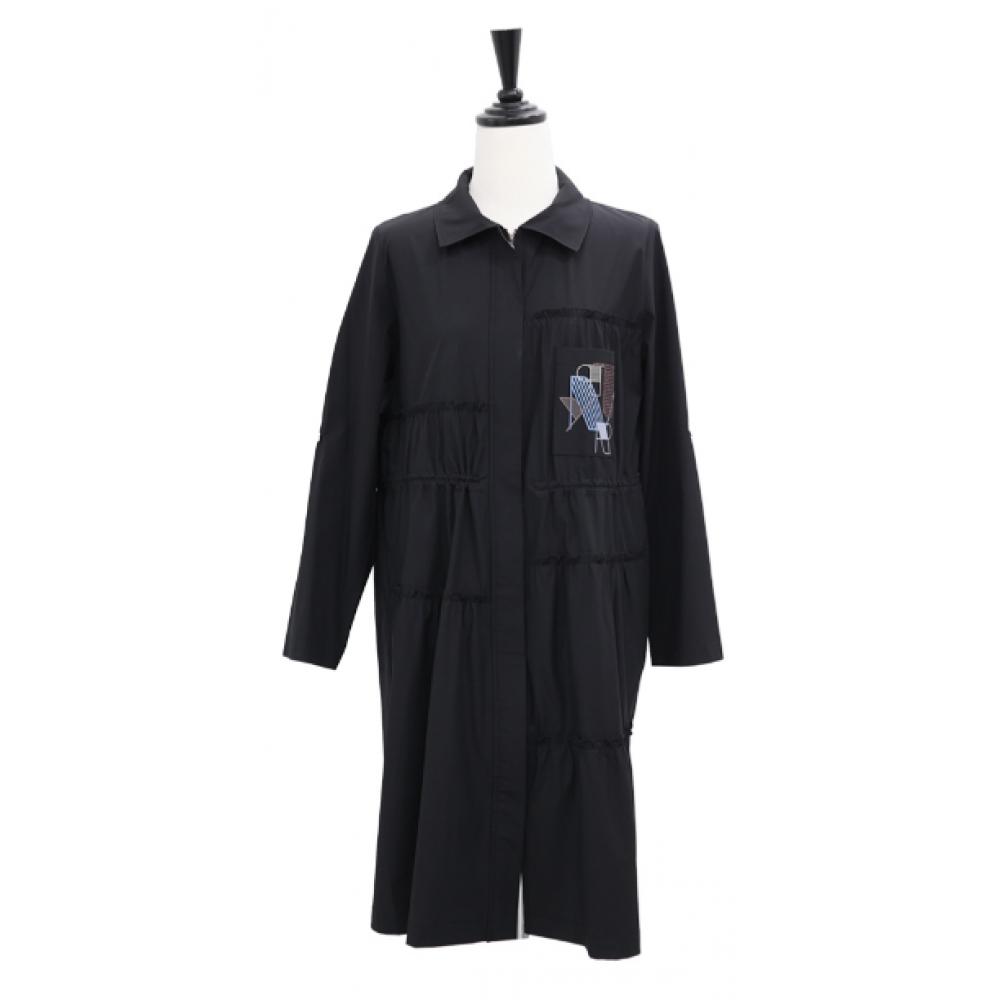 Shiz Madam Women Frill Sleeve Roll Up Zip Up Long Jacket J31666