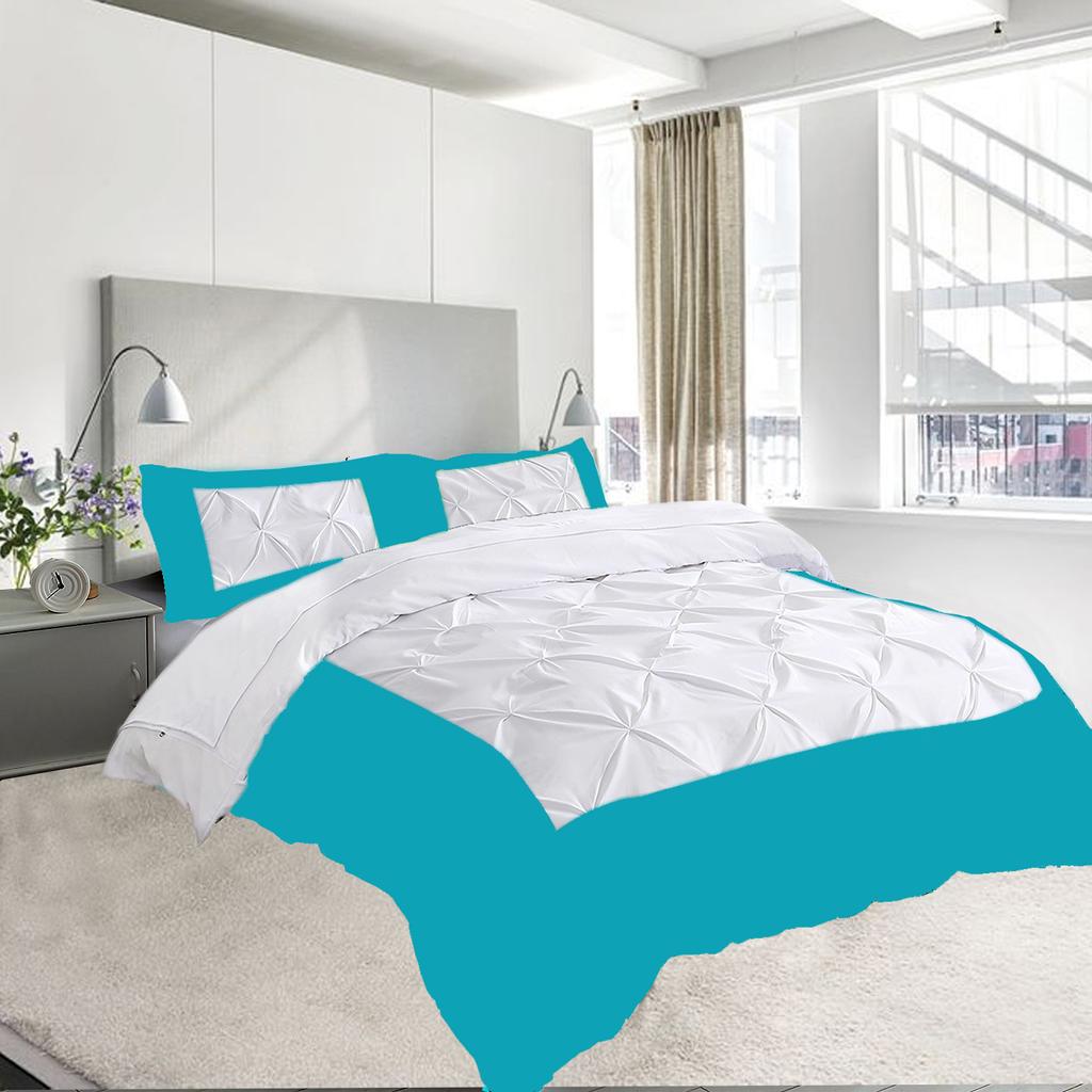 Dual Tone 600TC 3PC Duvet Cover Set 100% Egyptian Cotton - Dual Design, Multi Sizes & Colors (1 Duvet Cover & 2 Pillow Shams)