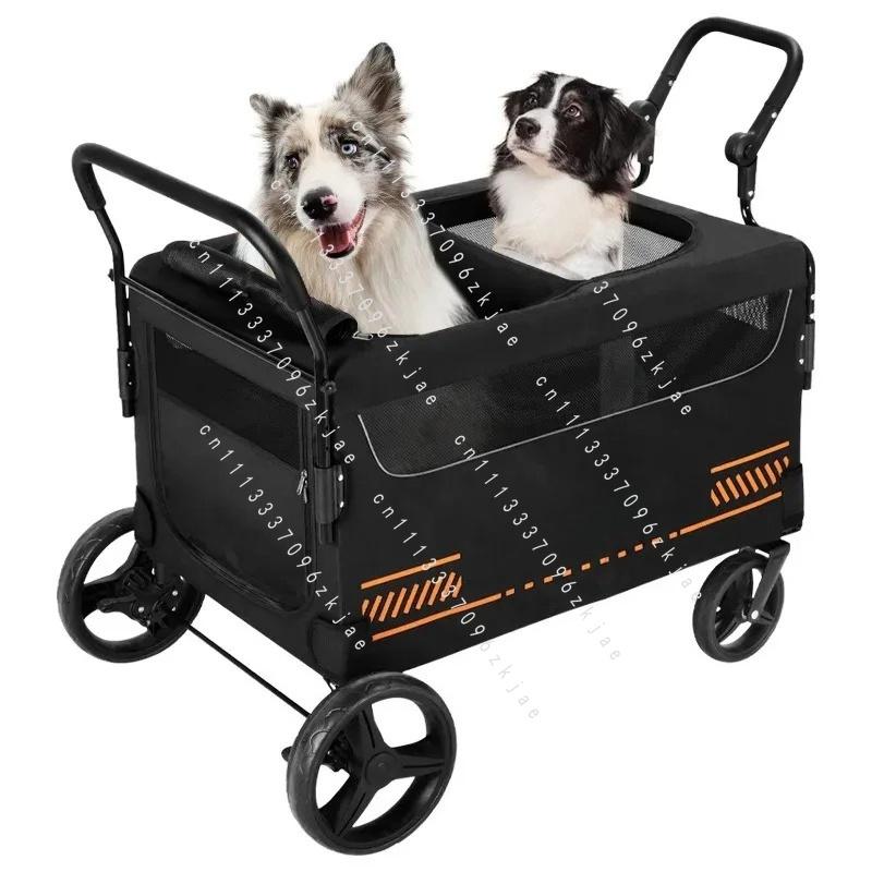 Double Door Isolation Upgraded Pet Stroller Large Dog for Outdoor Travel Portable Foldable Elderly Disabled Dog Outdoor Stroller