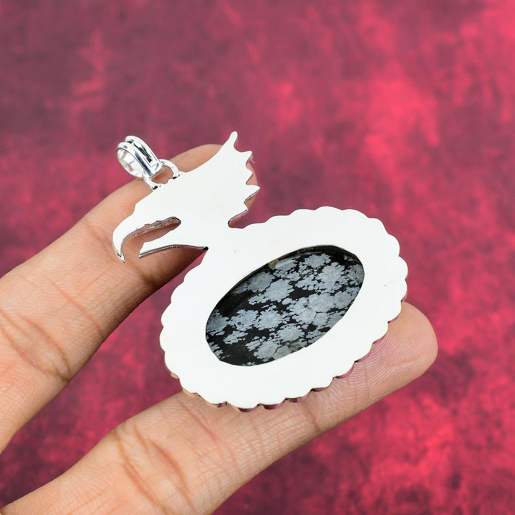 Подвеска из обсидиана «Снежинка», изящная подвеска из стерлингового серебра 925 пробы с драгоценными камнями, для нее