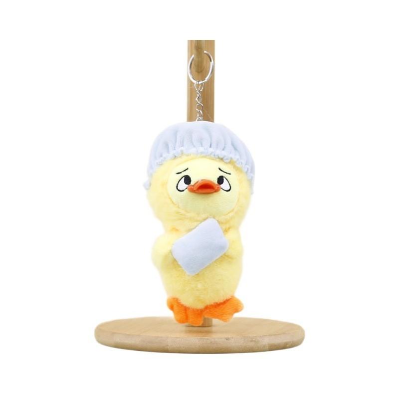 Fluffy Plush Annoying Duck Keyring Short Plush Animal 14cm Fun Desk Accessory