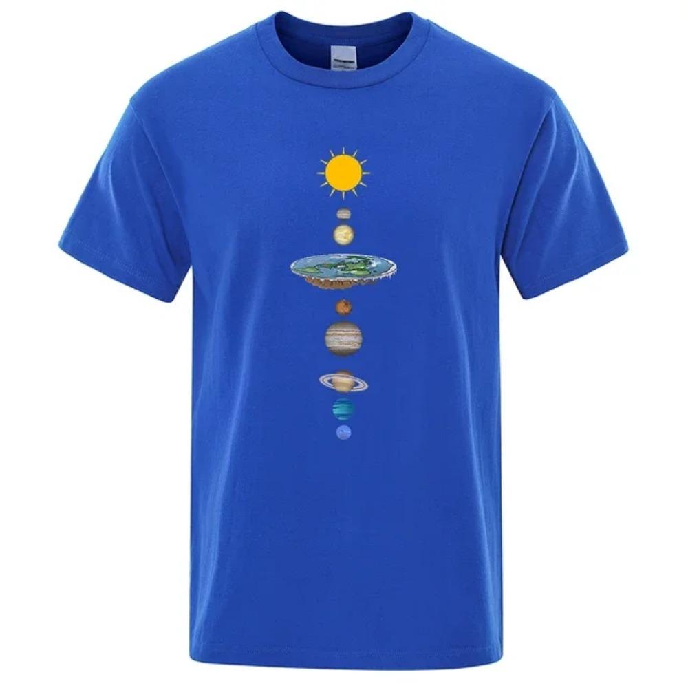 Sistema Solar Cósmico Planetas Imprimir Manga Curta Homens Rua Casual T Roupas Soltas Oversized T Camisa Masculina Verão Algodão