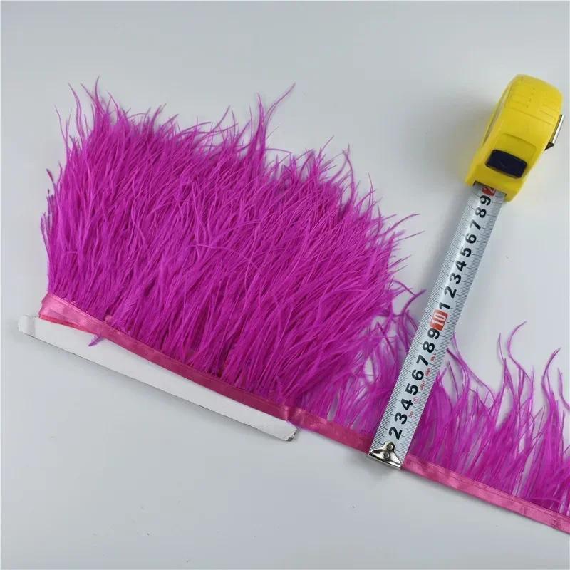 1Meters Leather Pink Ostrich Feathers Trim Trims Width 8-10cm Black Ostrich Feather Ribbon Clothing Wedding Feathers Decoration
