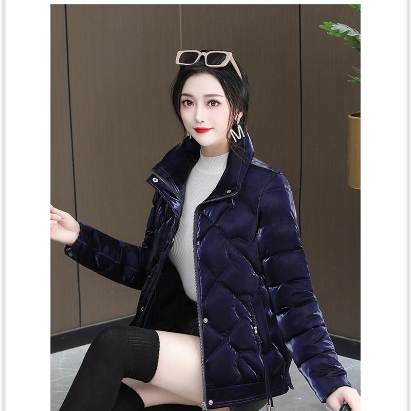 Моющаяся жемчужная глянцевая женская короткая хлопковая куртка, новая зимняя куртка со стоячим воротником, маленькая фигура, облегающая хлопковая куртка в западном стиле, куртка