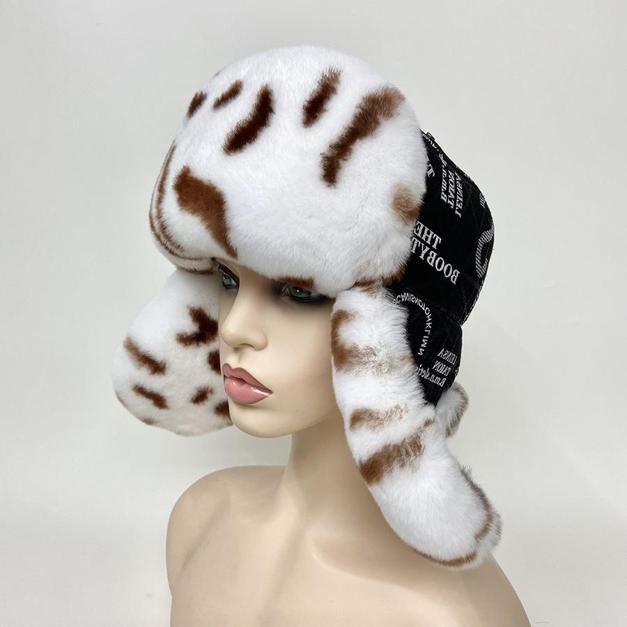 Winter Warm Rex Rabbit Fur Hats Outdoor Thick Earflap Bomber Hats Ushanka