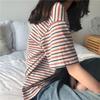 Women's Crew Neck Short Sleeve T Shirt Loose Fit Casual Stripe Print Basic Top Summer Daily Blouse