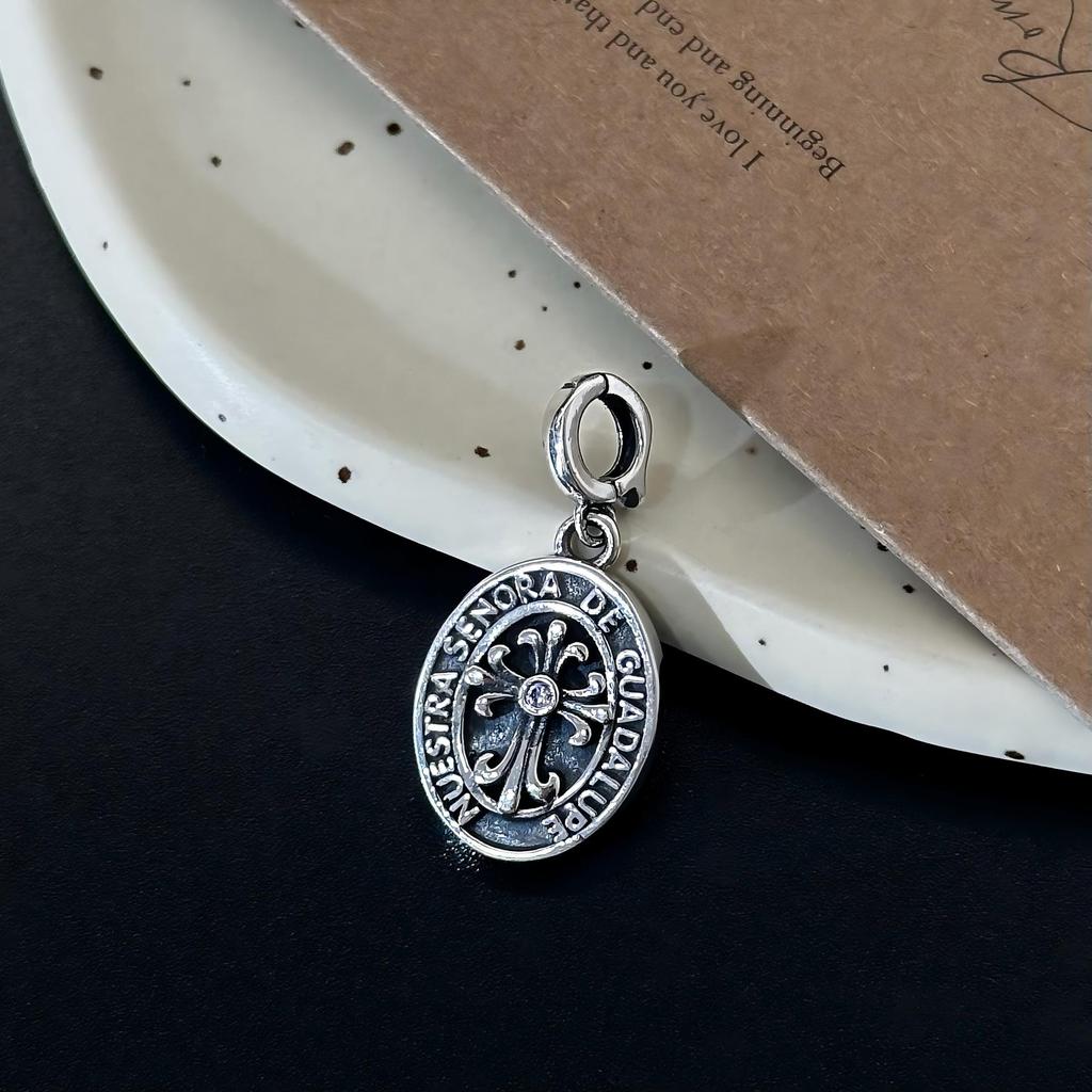S925 Sterling Silver Our Lady of Guadalupe Oval Pendant - Vintage Religious Trendy Women's Fashion Accessory