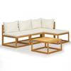 Patio Furniture Sets 5 Piece Garden Lounge Set With Cushion Cream Solid Acacia Wood