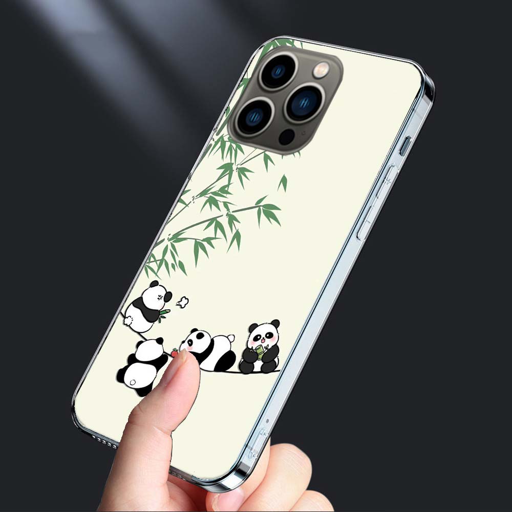 Очень милый чехол для телефона с маленькой пандой для Iphone 16E 15 Pro 14 Plus 17E 16 17 Pro Max Air 11 12 13 Mini Ударопрочный Capa Милый Cove