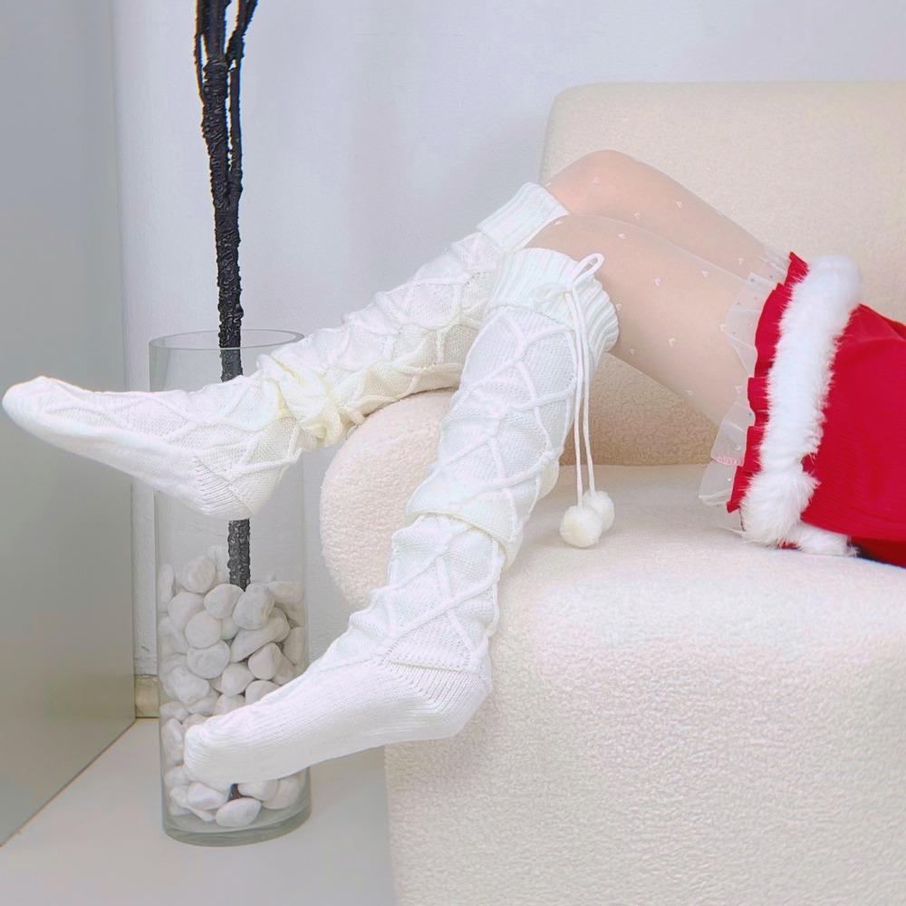Thigh High Long Tube Socks Ins Thicken Knitted Stockings Harajuku Leg Warmer Stocking Home