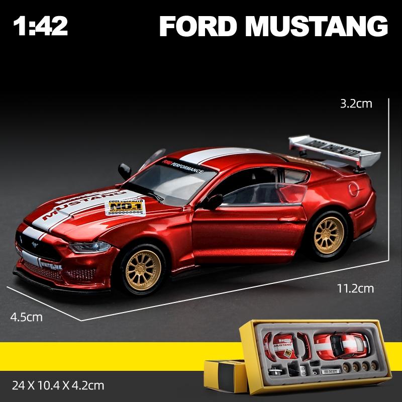 Масштаб 1/42 2018 Ford Mustang GT Super Racing в сборе, игрушечный автомобиль из сплава, литая под давлением металлическая коллекция, подарочные игрушки с коробкой