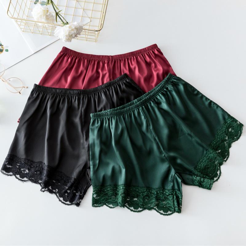 Женские свободные шорты с кружевной отделкой и защитой от просвечивания, из шелковистой ткани - Летние безопасные леггинсы больших размеров