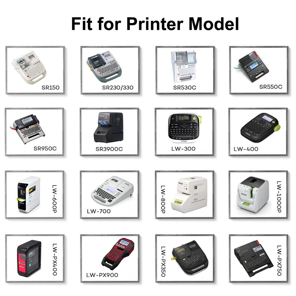 5 упаковок, 12 мм, черный на белом, совместимые этикетки Epson LC-4WBN/SS12KW SC12RW SC12YW ST12KW для принтера Epson LW300 LW400 500 600