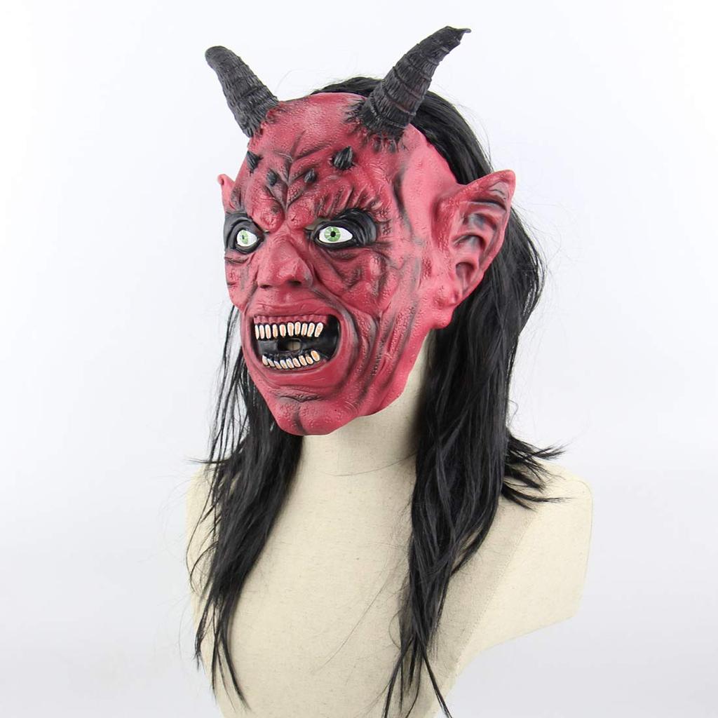Резиновая маска ужаса демона Фестиваль Сэцубун Хэллоуин Рождество Маска Косплей Костюм Маскировка Вечеринка Событие Банкет [Мифический квадрат]