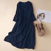 ZANZEA Women Casual O-neck Long Sleeve Summer Cotton Dress