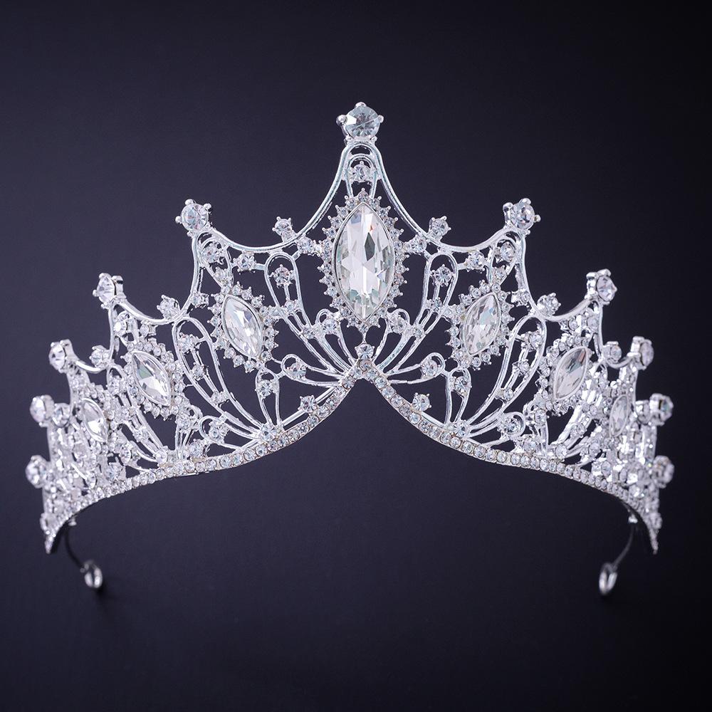 Crown Headband Large Crown Bridal Tiara Wedding Jewelry Stage Party Rhinestone Crown Accessories