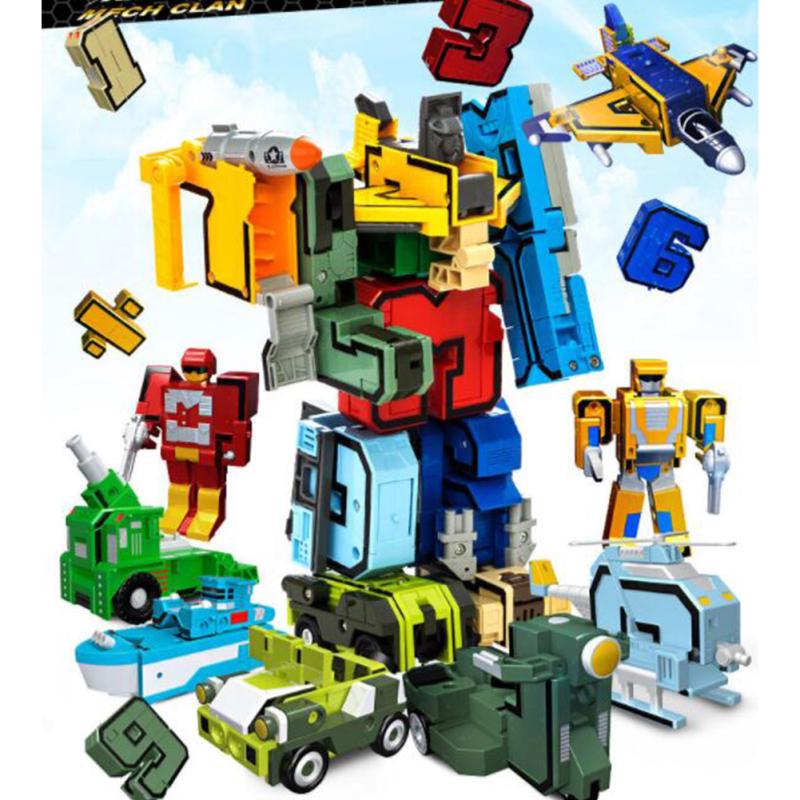 Строительные блоки с цифрами 0-9, деформирующий робот, игрушка в сборе, головоломка, детский подарок на Рождество и день рождения