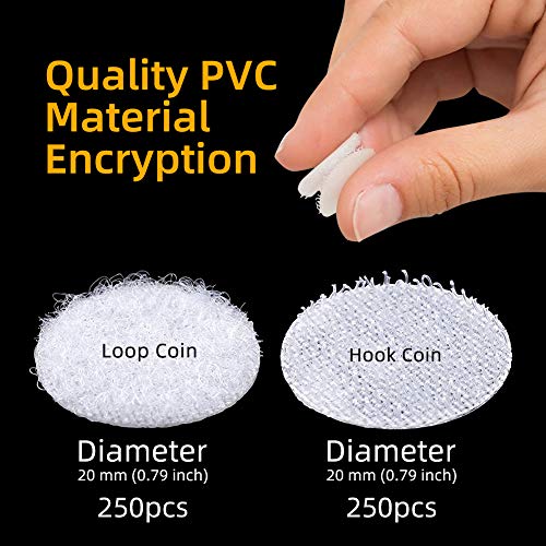 Hook and Loop Dots Self Adhesive 20mm ZAWTR 500 Pcs Sticky Back Coins Double Sided Strong Sticky Hook and Loop Tapes Waterproof DIY Stickers Crafts