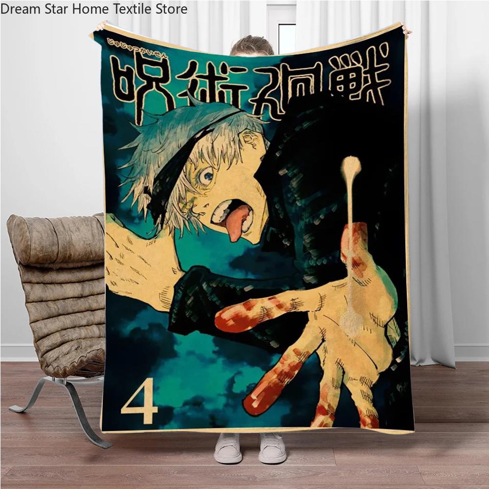 Винтажные Аниме J-Jujutsu-Kaisen Фланелевые Одеяла Согревающие Плед Уютное Одеяло для Пикника Кроватей Дивана Дома Спальни