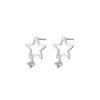 925 Silver Moving Star Earrings Hollow Pentagram Zircon Pendant Simple Stud Earrings For Women