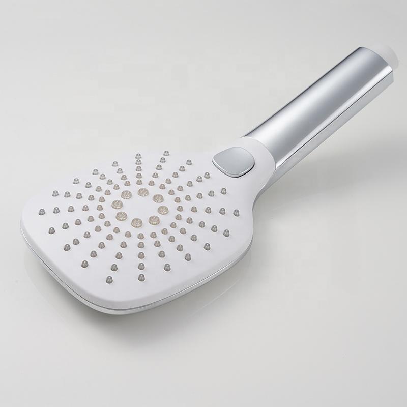 Push Button Adjustable 3 Functions Handheld ABS Plastic Shower Head with Chrome Finish for Hotel Use