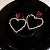 Новая 1 пара любовных ювелирных изделий, сверкающие полые серьги-подвески в форме сердца со стразами для женщин и девочек, винтажные красные серьги-подвески с кристаллами
