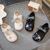 Girls Leather Shoes 2025 Autumn New Girls Bow Crystal Princess Shoes Fashion Children Soft Sole Casual Shoes