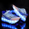 BoyS Four-wheeled Charging Flat-shaped Shoes LED Lamp Shoes Runaway Shoes Roller Skating Sports Shoes Girl Skates