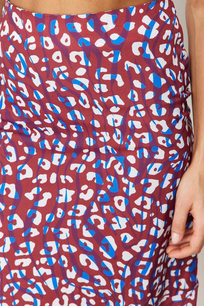 Women's Style Skirt Multicolored Flounce Viscose Fabric Animal Pattern Midi Woven Skirt