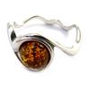 Авторское серебряное кольцо 'Вдохновение' коньячный янтарь (родий) - 11 мм