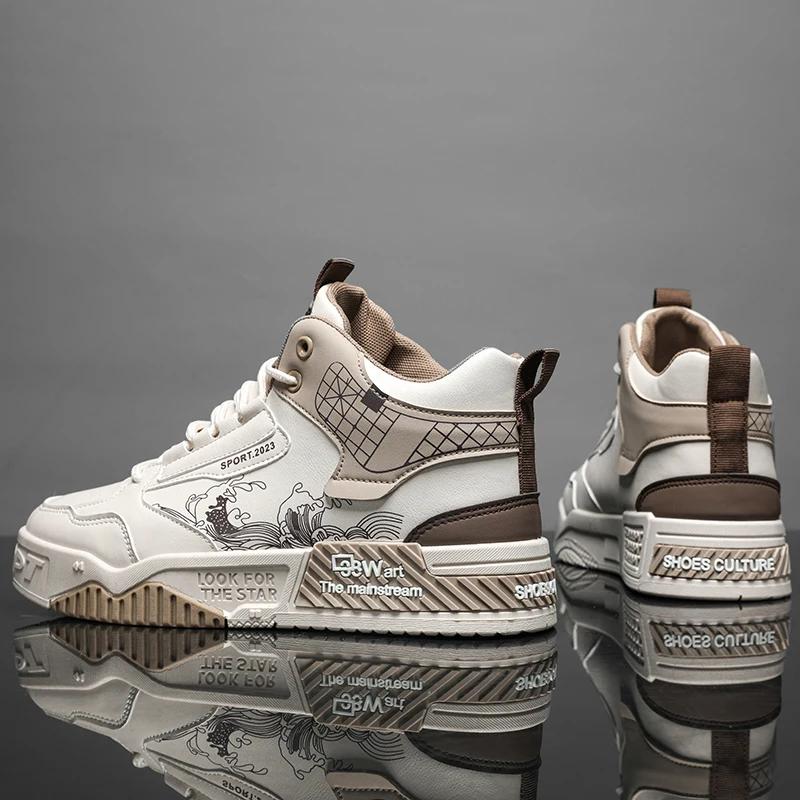 Мужские повседневные туфли с высокой толстой подошвой, всесезонные студенческие модные туфли на плоской подошве, прогулочные туфли с мягкой подошвой, молодежные спортивные туфли для сноуборда