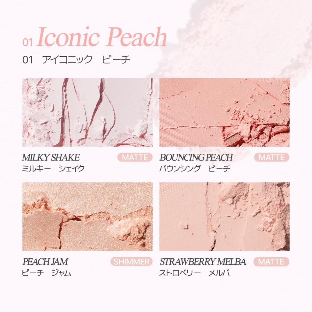 Палитра тинтов для щек VDL 01 Iconic Peach Порошковая палитра для выделения и контурирования щек для желтого и холодного типа кожи Корейские оттенки. Косметика.