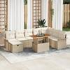 VidaXL 9-Piece Garden Sofa Set With Beige Cushions Poly Rattan 3359928