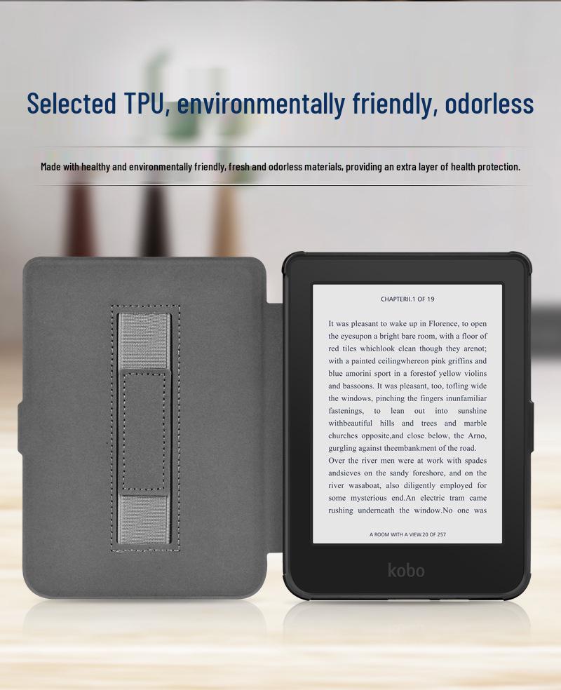 Совместимый защитный кожаный чехол с текстурой льна для Kobo Clara HD (модель 2018 г.) и Tolino Shine 3