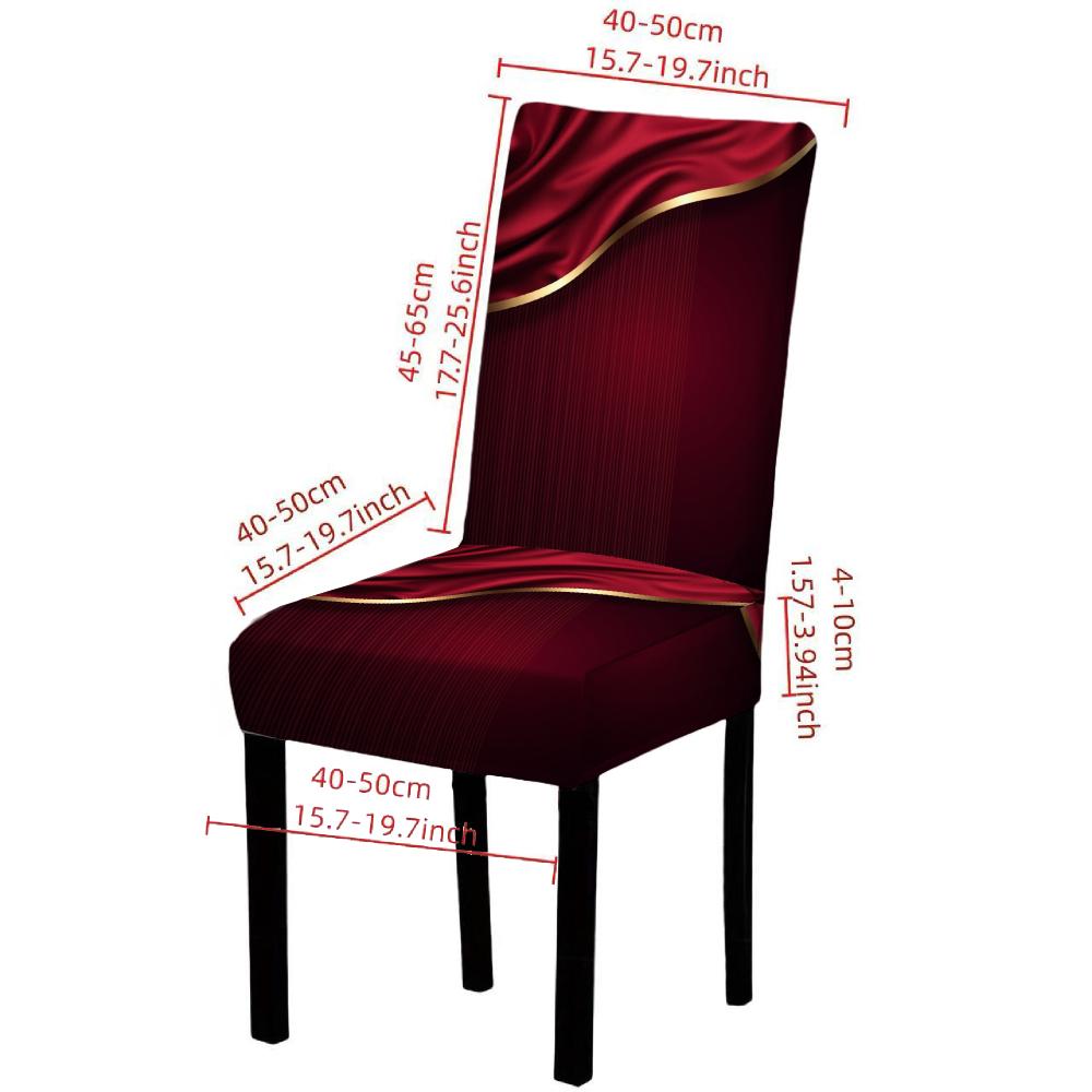 4 6 Pcs Red Velvet Stretch Dining Chair Covers With Gold Trim Elegant Seat Protectors For Home Party Decor Dustproof