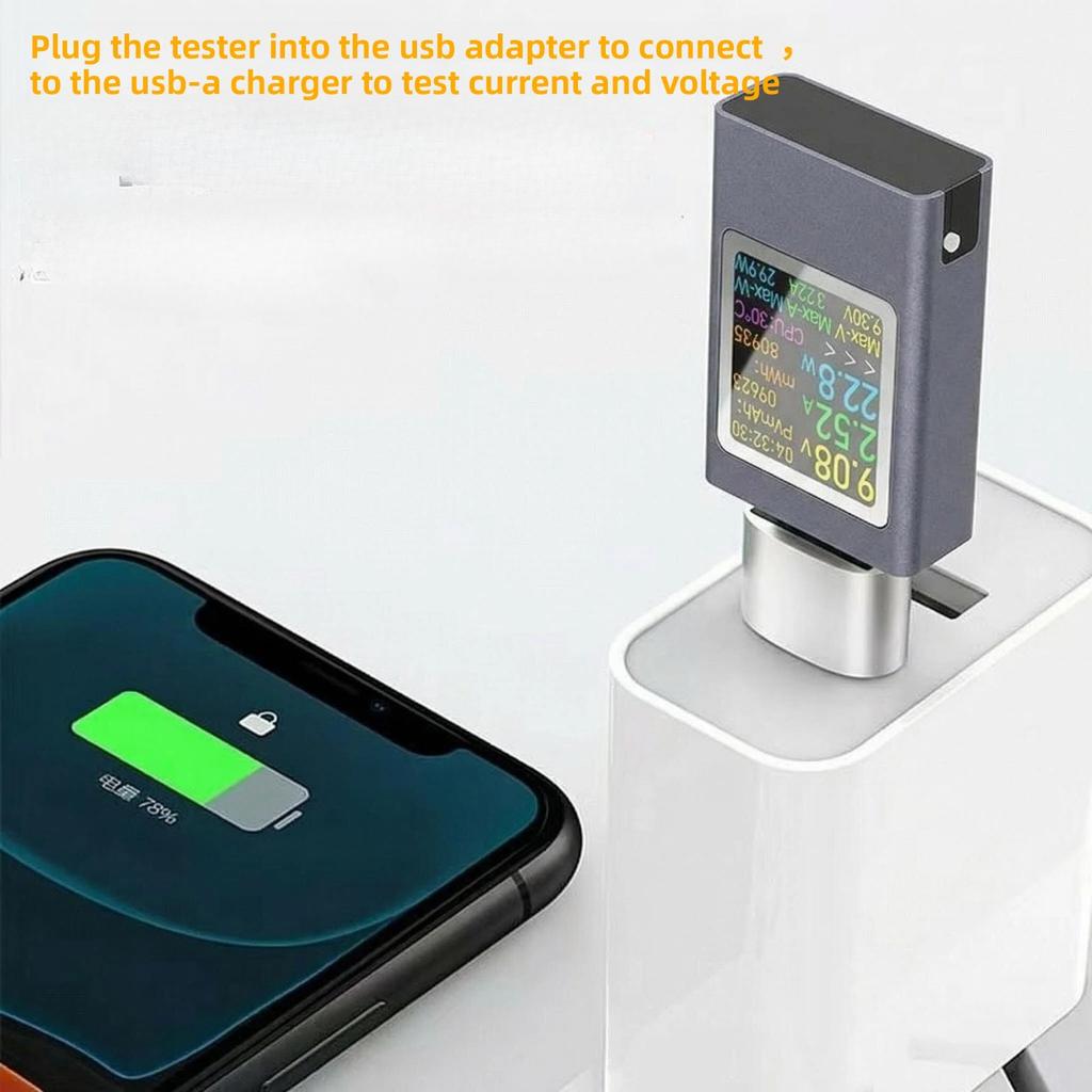 Цифровой USB-C Измеритель мощности 100 Вт | В комплекте Адаптерный набор | Тестер напряжения и тока для быстрой зарядки PD/QC, Ноутбука, Телефона