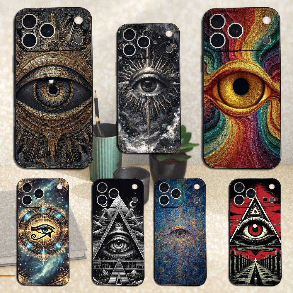 Illuminati Art Eye Occult Case For iPhone 15,17,16,12,14,13,11,Plus,Pro Max,XS,X,Mini,8,7,XR,SE,Soft Silicone Black