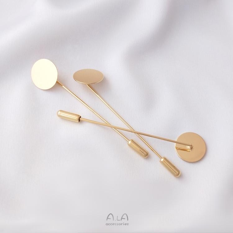 Брошь-диск из сетки с заполнением золотом 14 карат с сохранением цвета и позолоченной медной булавкой