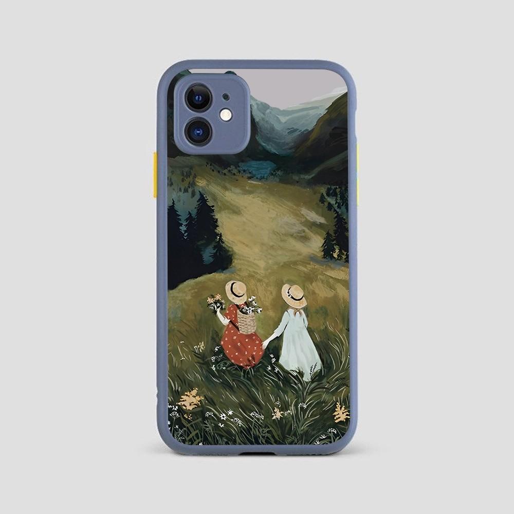 Мультяшный Пейзаж Девушка Чехол для Телефона для iPhone 14 11 12 13 Mini Pro Max 8 7 Plus X XR XS MAX Полупрозрачная Матовая Крышка
