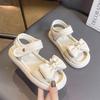 New Children's Sandals Girl Solid Color Bowtie Princess Causal Summers Beach Sandals Fashion Thick Bottom Versatile Kids Sandal