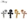 Alisouy 1PC Stainless Steel Cross Ball Threaded Ear Tragus Helix Labret Lip Rings Cartilage Stud Earrings Piercing Body Jewelry