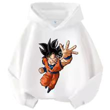 Новые Худи Dragon Ball Z Детские Флисовая Толстовка с Гоку Y2k Модная Плюшевая Толстовка с Аниме Рисунком Одежда для Мальчиков Подарок