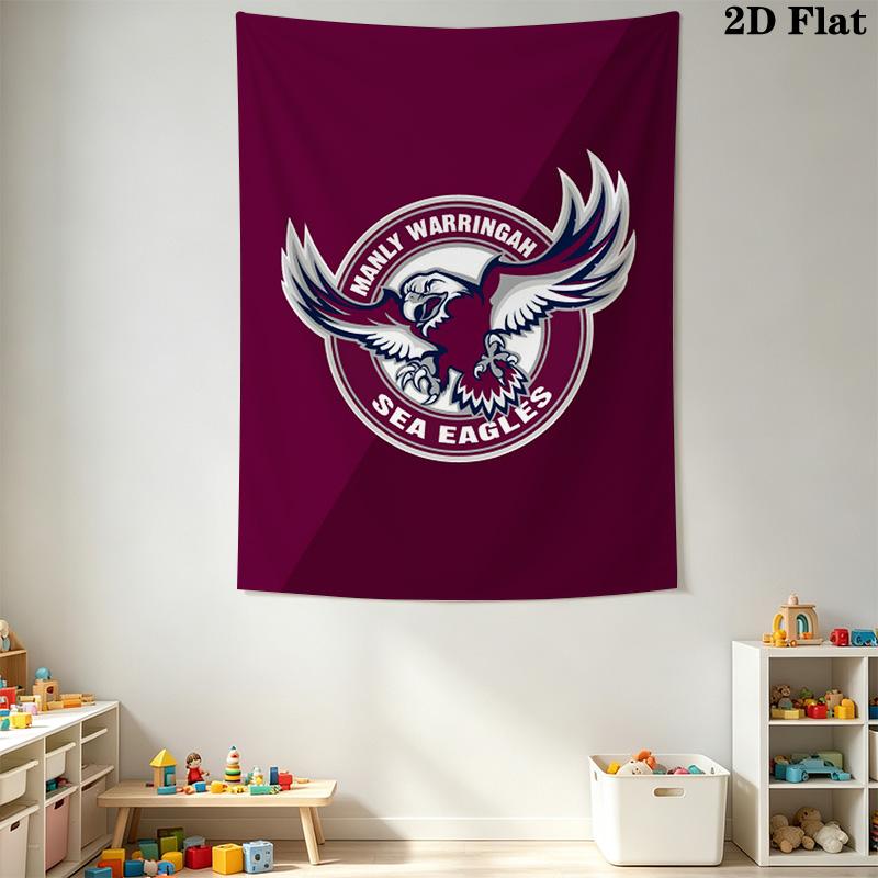 Manly Warringah Sea Eagles Pattern Home Decor Tapestry, Wall Hanging, Decorative RV Wall Cloth.NGT0928452
