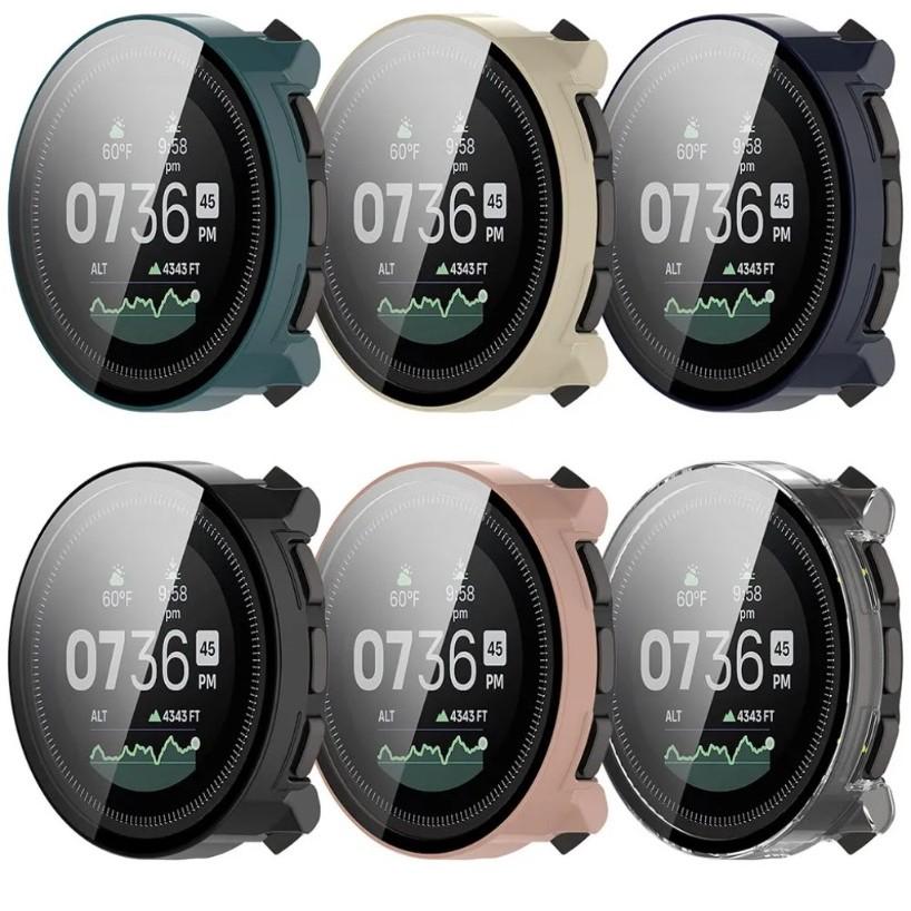 Glass Film with PC Shell for Suunto RUN All-around Bumper Anti-scratch Protective Cover + Screen Protector for Suunto Vertical