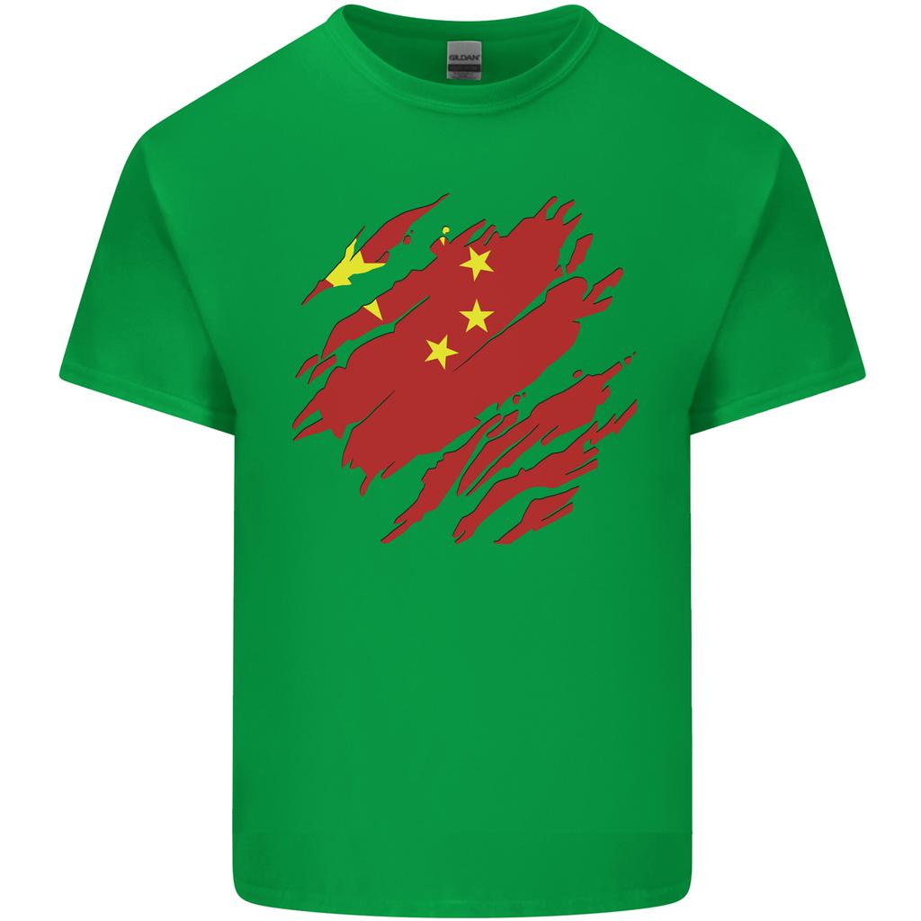 Torn China Flag Chinese Day Football Unisexs Light Cotton Tshirt