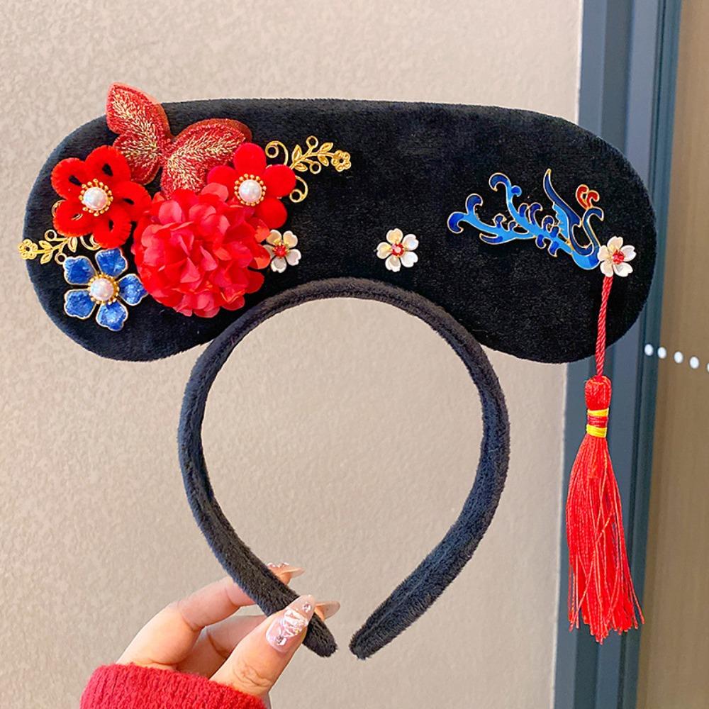 Цветок Китайский Стиль Головной Убор Бархатный Бант Головной Убор Ханфу Древний Стиль Повязка на Голову Гэгэ Женский