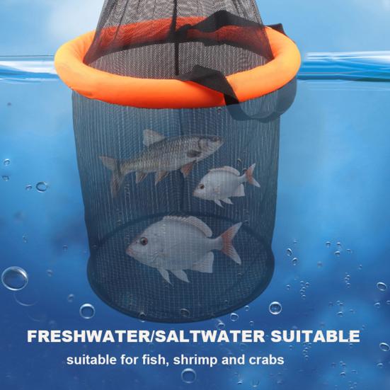 Floating Fishing Net with Handle Large Capacity Heavy Duty Fish Locating Catching Guard Net Fishing Protection Collection